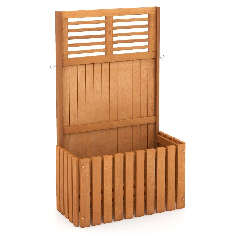 Wooden Raised Garden Bed with Privacy Screen - Natural - Raised Garden Beds