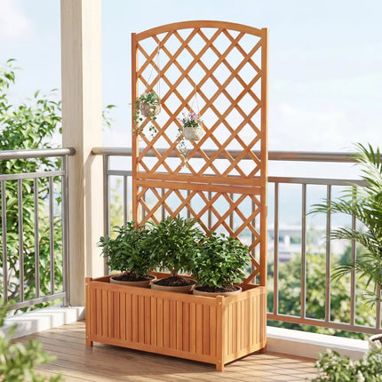 Wooden Raised Garden Bed with Trellis 63 Inch Tall Garden Planter - Raised Garden Beds