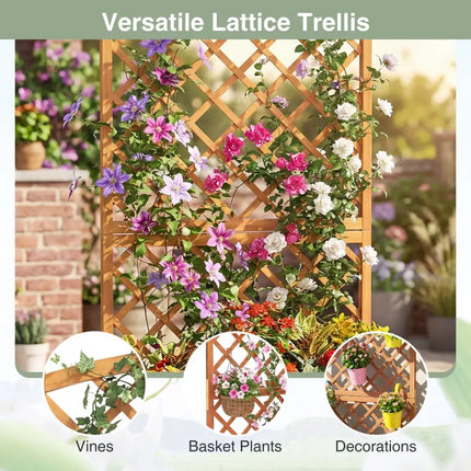 Wooden Raised Garden Bed with Trellis 63 Inch Tall Garden Planter - Raised Garden Beds