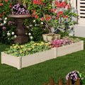 Wooden Raised Open-Ended Base Garden Bed with 2 Planter Boxes Divider-Natural - Natural - Raised Garden Beds