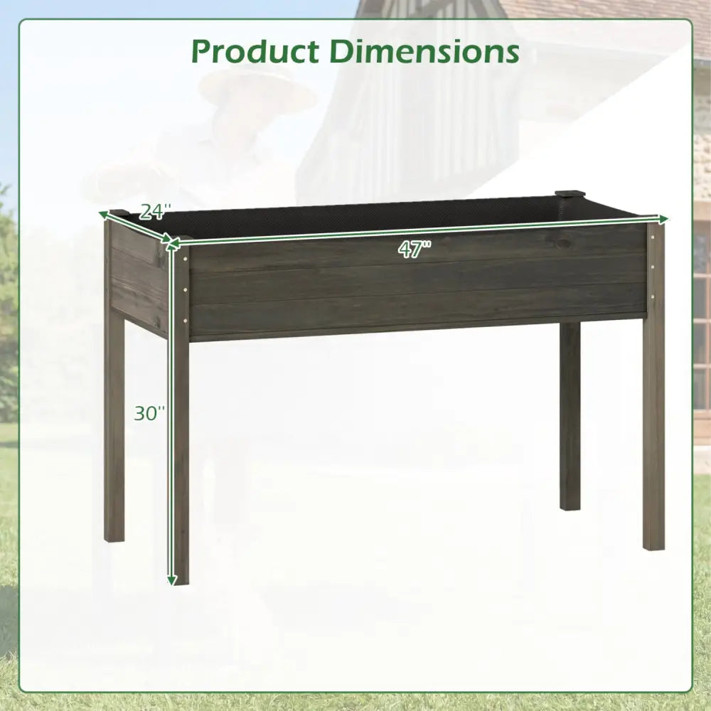 Wooden Raised Vegetable Garden Bed Elevated Grow Vegetable Planter-Gray - Gray - Raised Garden Beds