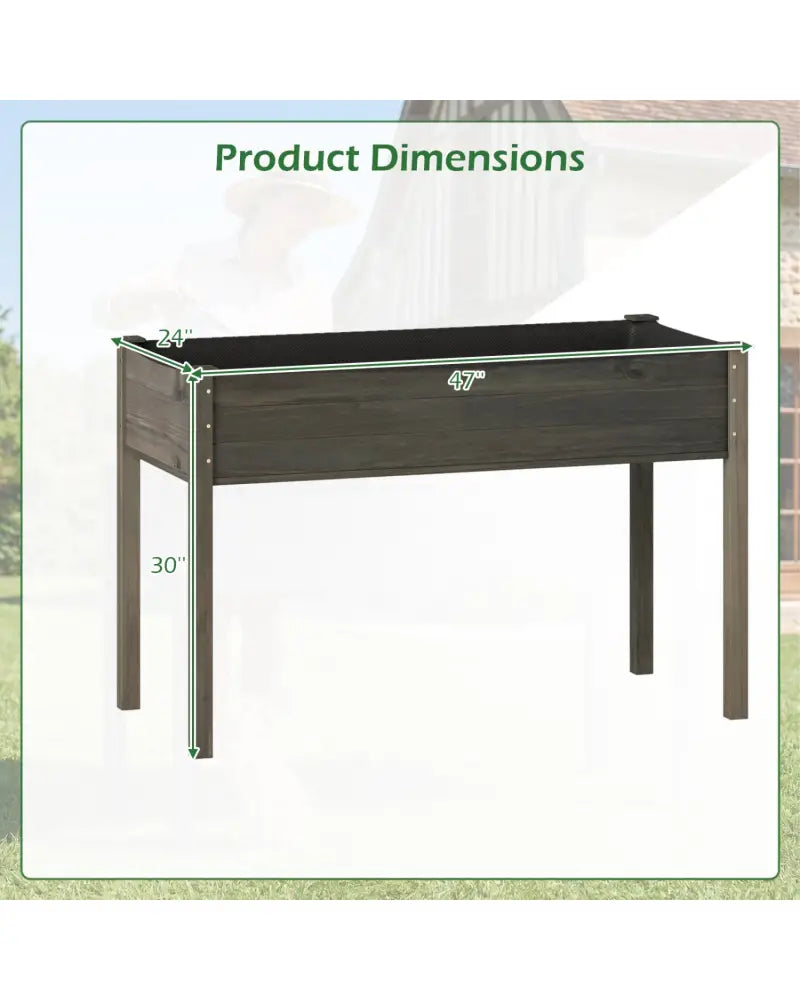 Wooden Raised Vegetable Garden Bed Elevated Grow Vegetable Planter-Gray - Gray - Raised Garden Beds