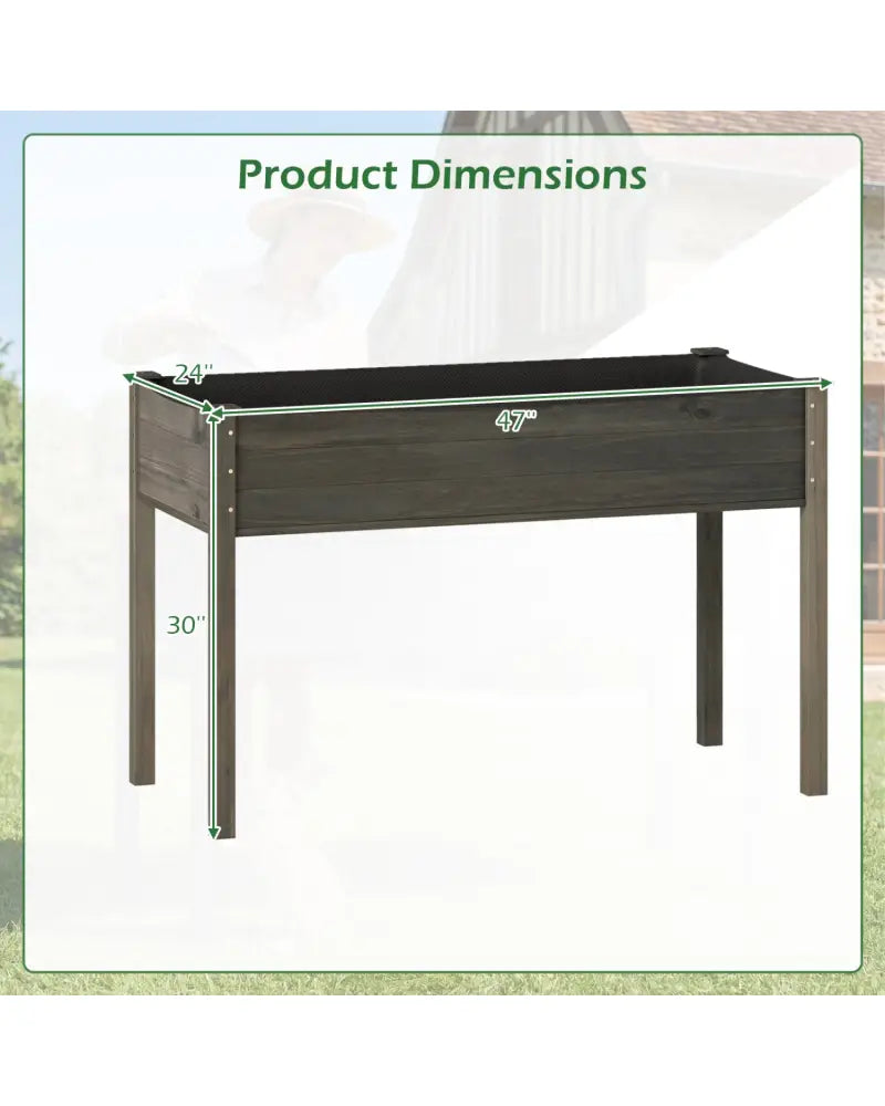 Wooden Raised Vegetable Garden Bed Elevated Grow Vegetable Planter-Gray - Gray - Raised Garden Beds