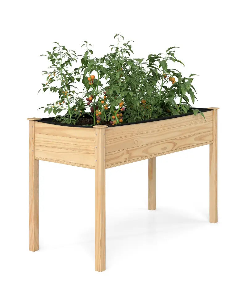 Wooden Raised Vegetable Garden Bed Elevated Grow Vegetable Planter-Natural - Natural - Raised Garden Beds
