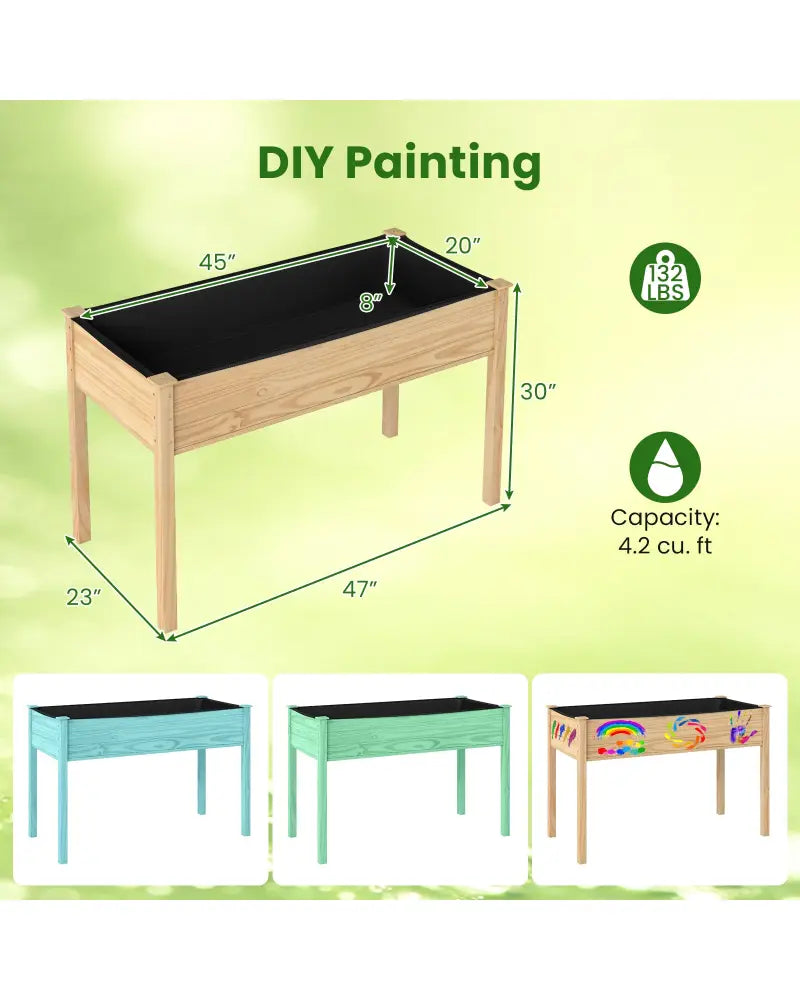 Wooden Raised Vegetable Garden Bed Elevated Grow Vegetable Planter-Natural - Natural - Raised Garden Beds