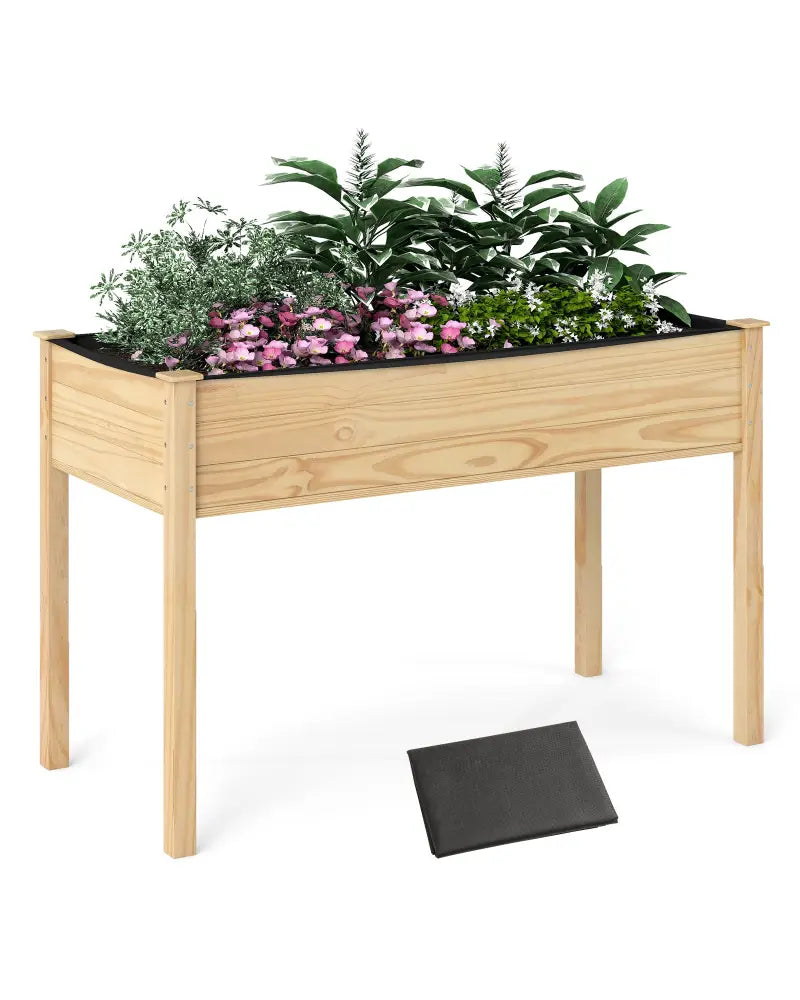 Wooden Raised Vegetable Garden Bed Elevated Grow Vegetable Planter-Natural - Natural - Raised Garden Beds