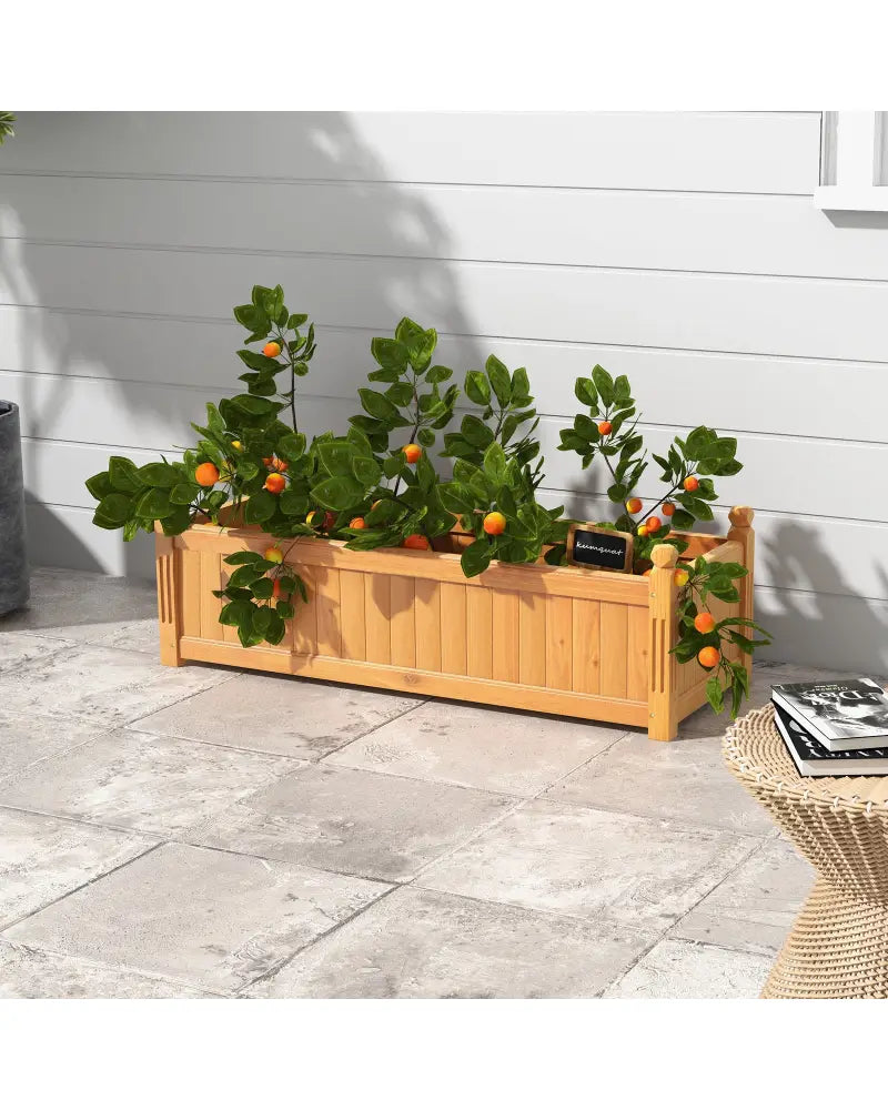 Wooden Rectangular Garden Bed with Drainage System-Natural - Natural - Raised Garden Beds