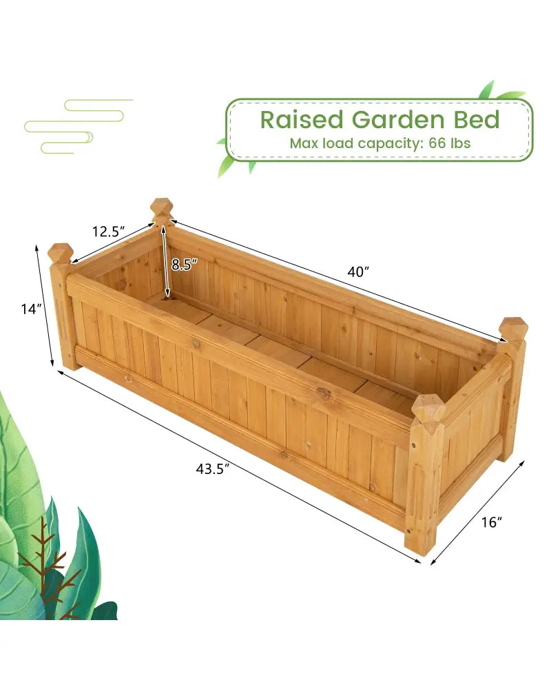 Wooden Rectangular Garden Bed with Drainage System-Natural - Natural - Raised Garden Beds