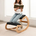 Wooden Rocking Chair with Comfortable Padded Seat Cushion and Knee Support-Black - Black - Kneeling Chairs