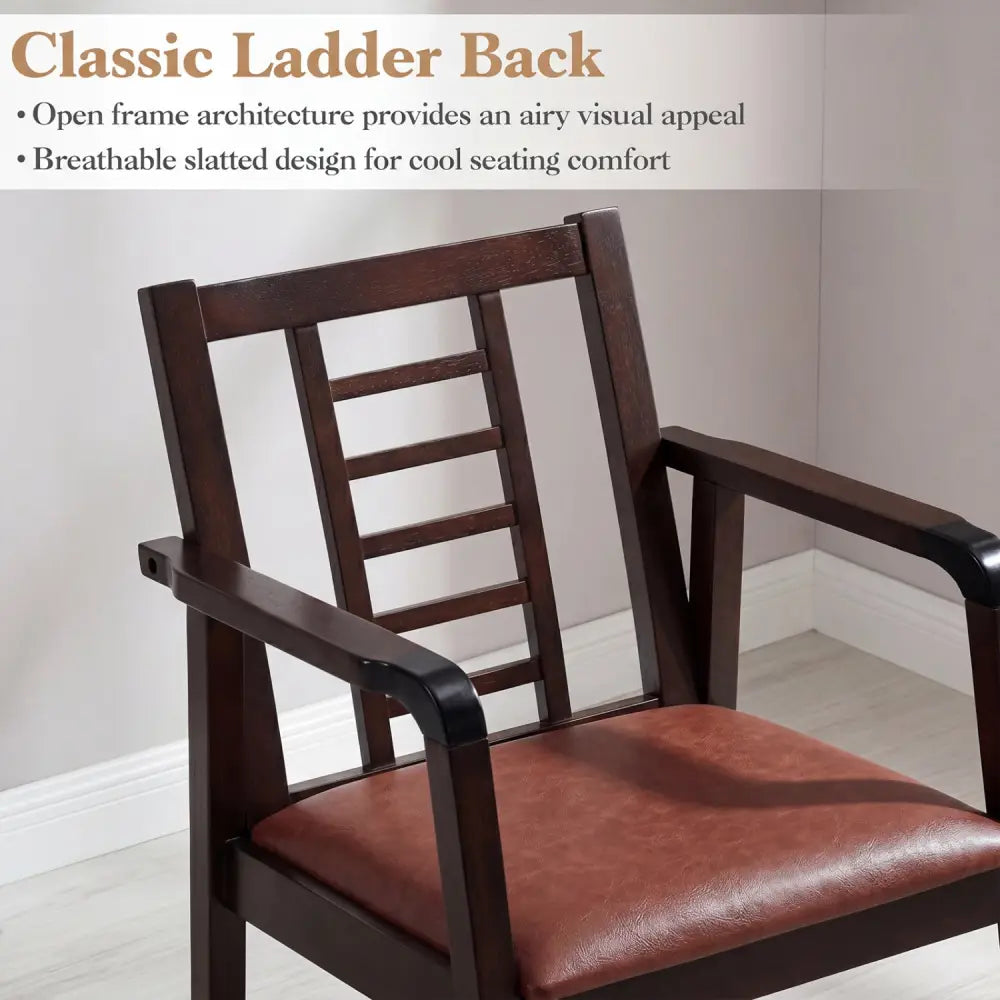 Wooden Rocking Chair with Upholstered Seat and Ladder Back for Living Room-Brown - Brown - Patio Rocking Chairs &