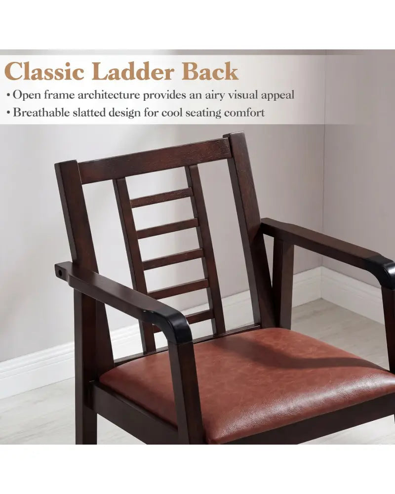 Wooden Rocking Chair with Upholstered Seat and Ladder Back for Living Room-Brown - Brown - Patio Rocking Chairs &