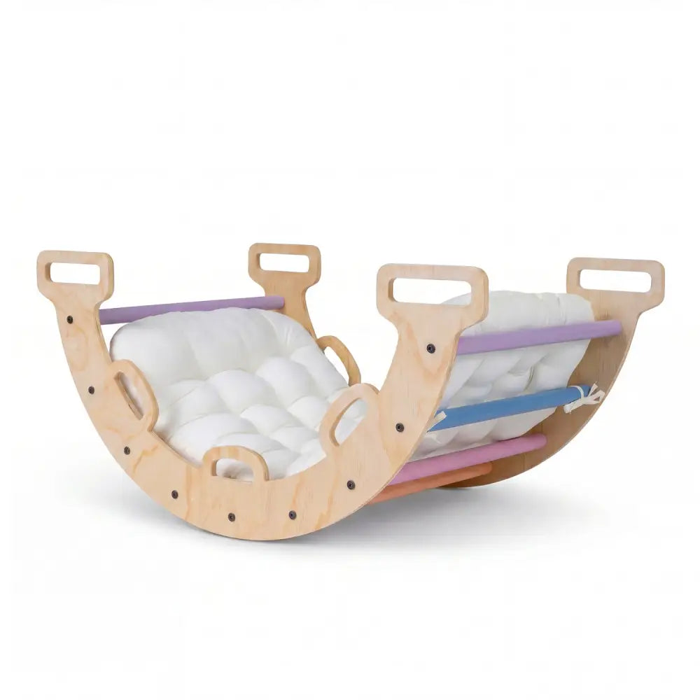 Wooden Rocking Climbing Arch with Cushion 3-in-1 Montessori Kids Climber Rocker-Multicolor - Multicolor - Climbers &