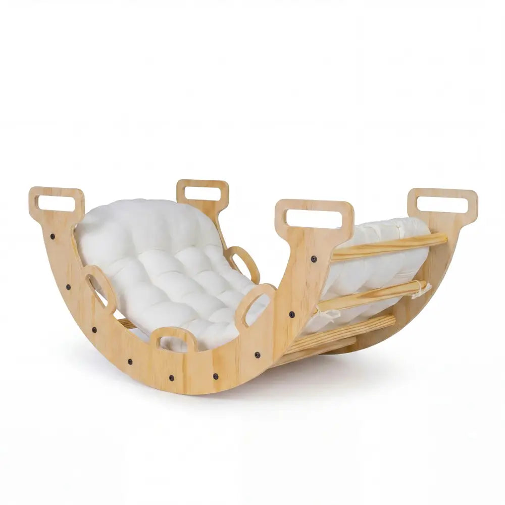 Wooden Rocking Climbing Arch with Cushion Montessori Kids Climber Rocker - Natural - Climbers & Slides