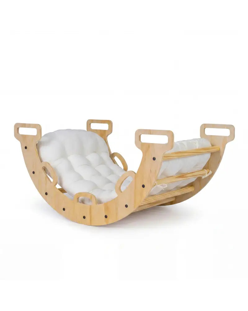 Wooden Rocking Climbing Arch with Cushion Montessori Kids Climber Rocker - Natural - Climbers & Slides
