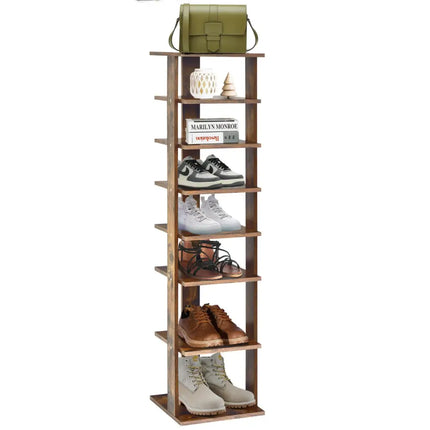 Wooden Shoes Storage Stand 7 Tiers Shoe Rack Organizer Multi-shoe Rack Shoebox-Rustic Brown - Rustic Brown - Shoe Racks