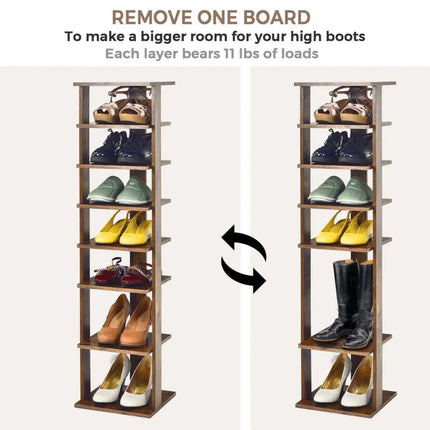 Wooden Shoes Storage Stand 7 Tiers Shoe Rack Organizer Multi-shoe Rack Shoebox-Rustic Brown - Rustic Brown - Shoe Racks