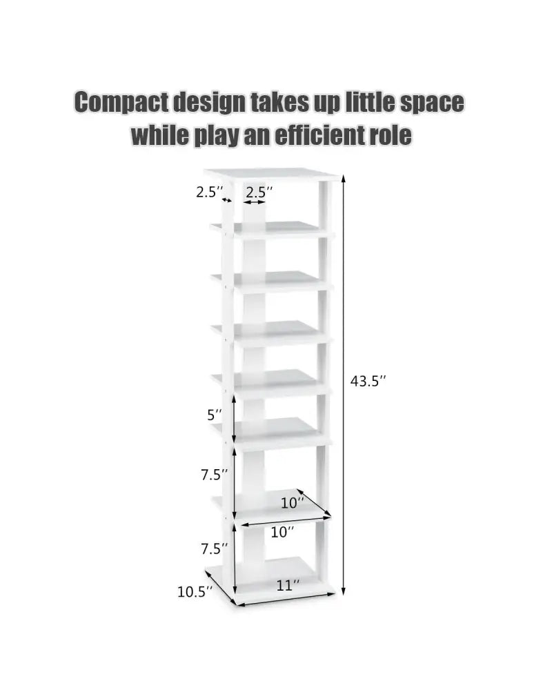 Wooden Shoes Storage Stand 7 Tiers Shoe Rack Organizer Multi-shoe Rack Shoebox-White - White - Shoe Racks & Storage