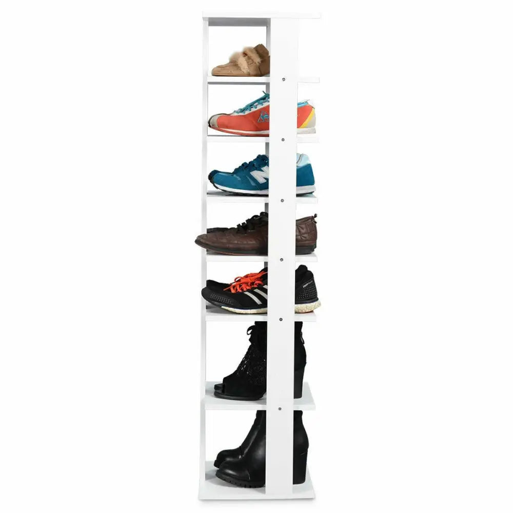 Wooden Shoes Storage Stand 7 Tiers Shoe Rack Organizer Multi-shoe Rack Shoebox-White - White - Shoe Racks & Storage