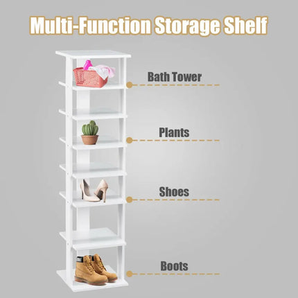 Wooden Shoes Storage Stand 7 Tiers Shoe Rack Organizer Multi-shoe Rack Shoebox-White - White - Shoe Racks & Storage