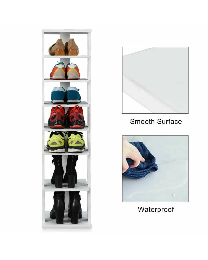 Wooden Shoes Storage Stand 7 Tiers Shoe Rack Organizer Multi-shoe Rack Shoebox-White - White - Shoe Racks & Storage