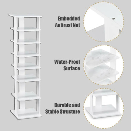 Wooden Shoes Storage Stand 7 Tiers Shoe Rack Organizer Multi-shoe Rack Shoebox-White - White - Shoe Racks & Storage