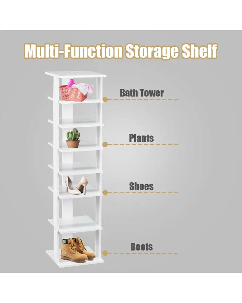 Wooden Shoes Storage Stand 7 Tiers Shoe Rack Organizer Multi-shoe Rack Shoebox-White - White - Shoe Racks & Storage