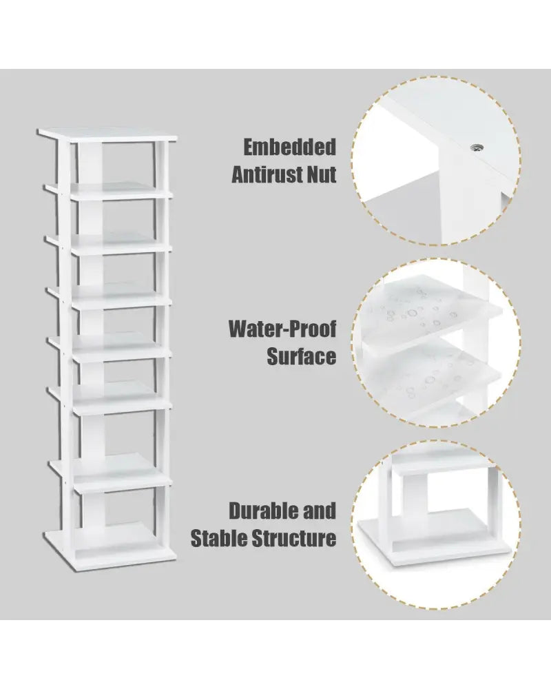 Wooden Shoes Storage Stand 7 Tiers Shoe Rack Organizer Multi-shoe Rack Shoebox-White - White - Shoe Racks & Storage