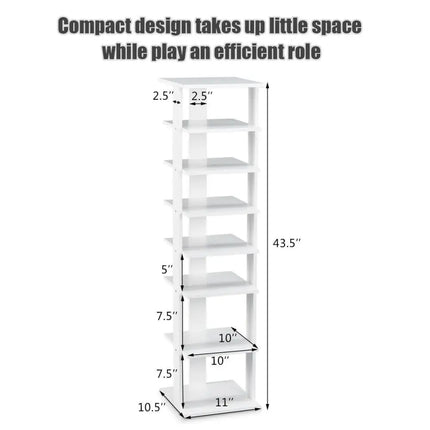 Wooden Shoes Storage Stand 7 Tiers Shoe Rack Organizer Multi-shoe Rack Shoebox-White - White - Shoe Racks & Storage