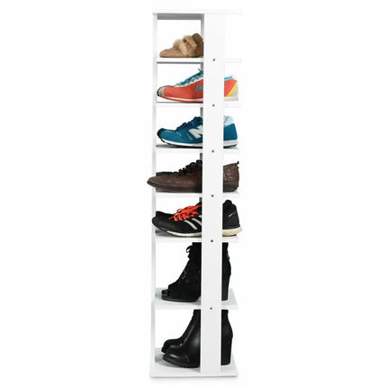 Wooden Shoes Storage Stand 7 Tiers Shoe Rack Organizer Multi-shoe Rack Shoebox-White - White - Shoe Racks & Storage