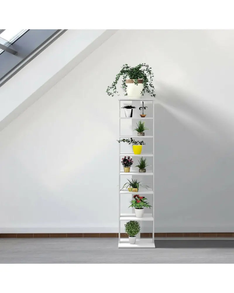Wooden Shoes Storage Stand 7 Tiers Shoe Rack Organizer Multi-shoe Rack Shoebox-White - White - Shoe Racks & Storage