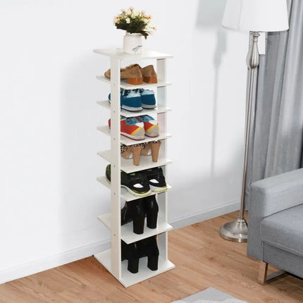 Wooden Shoes Storage Stand 7 Tiers Shoe Rack Organizer Multi-shoe Rack Shoebox-White - White - Shoe Racks & Storage
