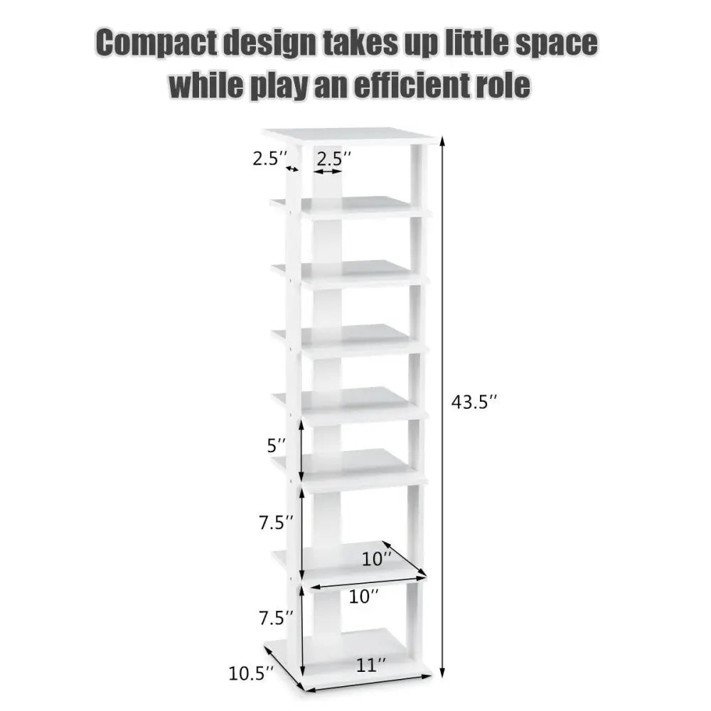 Wooden Shoes Storage Stand 7 Tiers Shoe Rack Organizer Multi-shoe Rack Shoebox-White - White - Shoe Racks & Storage