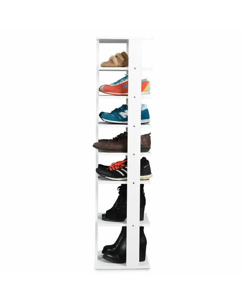 Wooden Shoes Storage Stand 7 Tiers Shoe Rack Organizer Multi-shoe Rack Shoebox-White - White - Shoe Racks & Storage