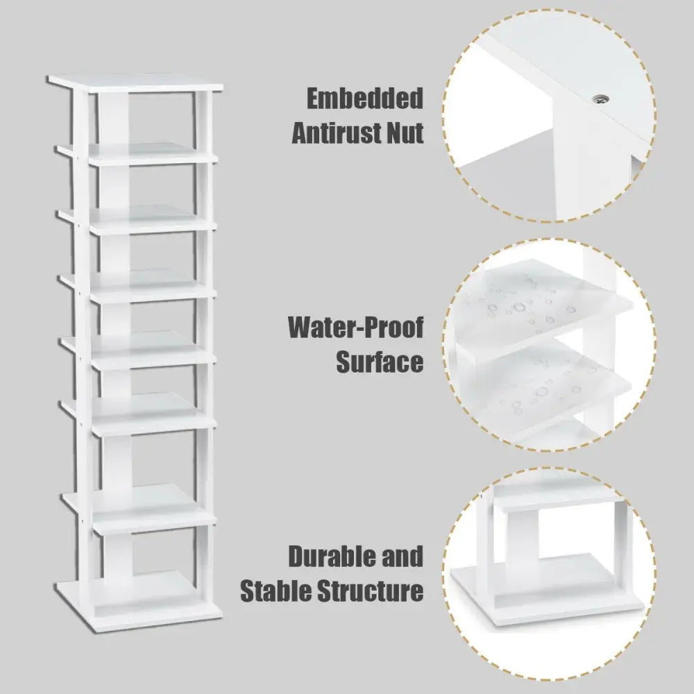 Wooden Shoes Storage Stand 7 Tiers Shoe Rack Organizer Multi-shoe Rack Shoebox-White - White - Shoe Racks & Storage