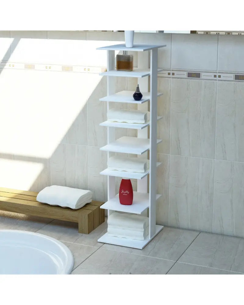 Wooden Shoes Storage Stand 7 Tiers Shoe Rack Organizer Multi-shoe Rack Shoebox-White - White - Shoe Racks & Storage