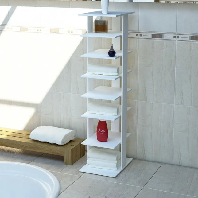 Wooden Shoes Storage Stand 7 Tiers Shoe Rack Organizer Multi-shoe Rack Shoebox-White - White - Shoe Racks & Storage