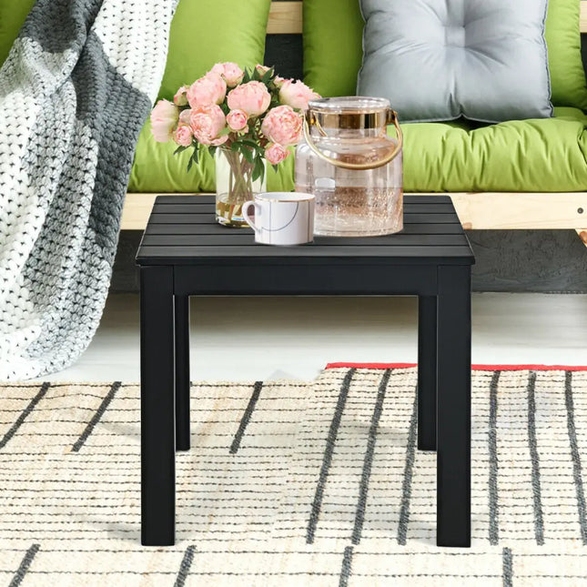Wooden Square Patio Coffee Bistro Table-Black - Black - Patio Coffee Tables