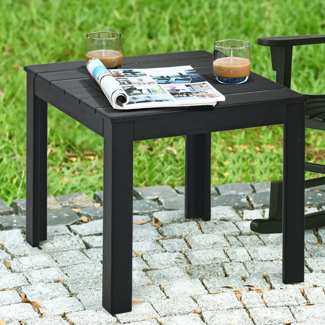 Wooden Square Patio Coffee Bistro Table-Black - Black - Patio Coffee Tables