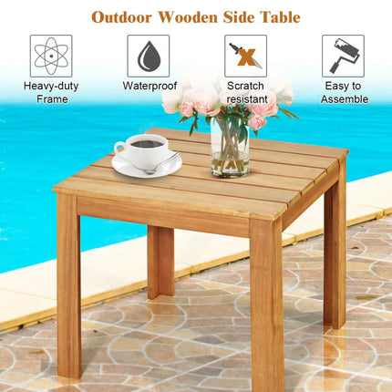 Wooden Square Patio Coffee Bistro Table-Natural - Natural - Patio Coffee Tables