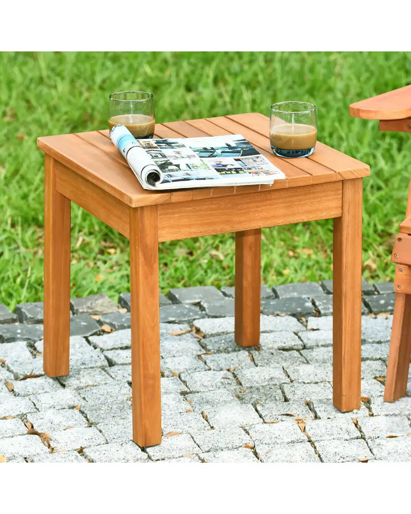 Wooden Square Patio Coffee Bistro Table-Natural - Natural - Patio Coffee Tables