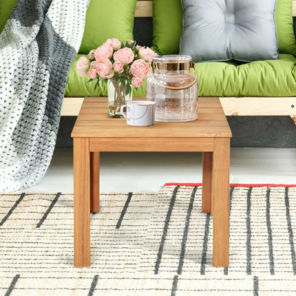 Wooden Square Patio Coffee Bistro Table-Natural - Natural - Patio Coffee Tables