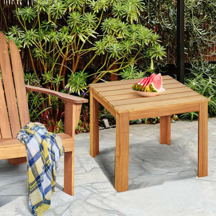 Wooden Square Patio Coffee Bistro Table-Natural - Natural - Patio Coffee Tables