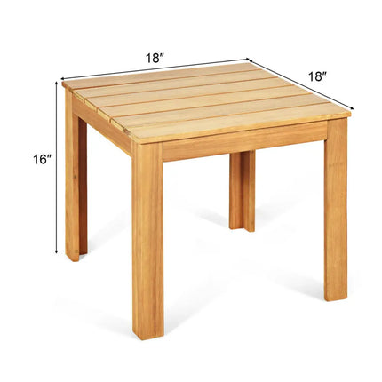 Wooden Square Patio Coffee Bistro Table-Natural - Natural - Patio Coffee Tables