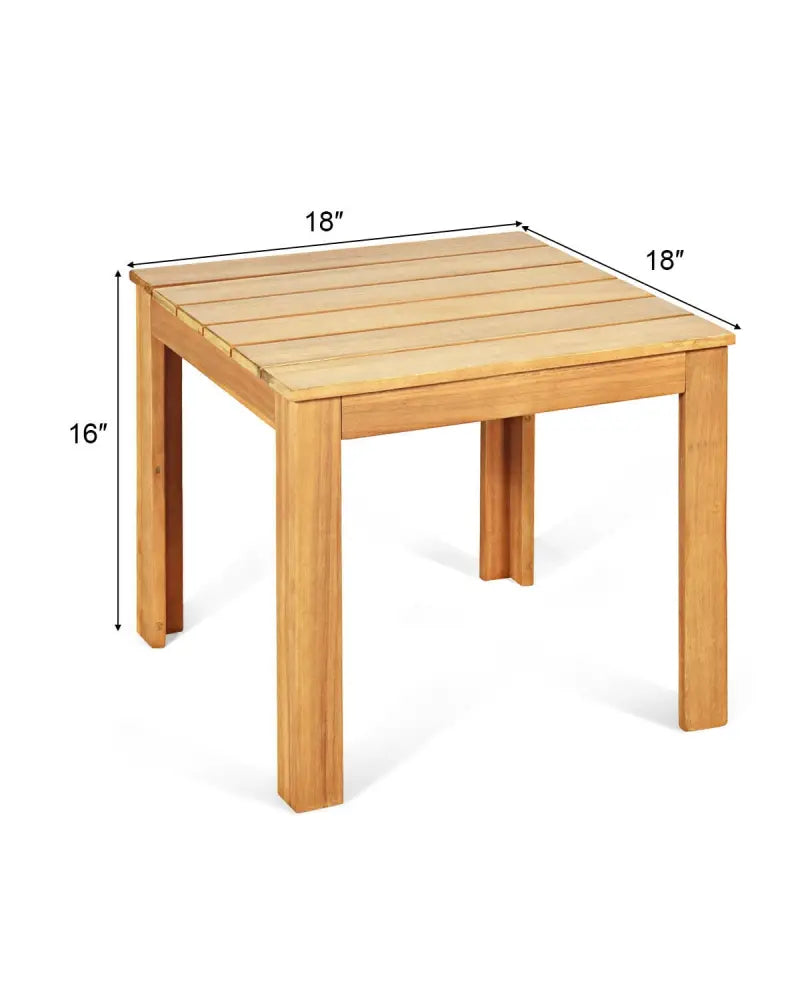 Wooden Square Patio Coffee Bistro Table-Natural - Natural - Patio Coffee Tables