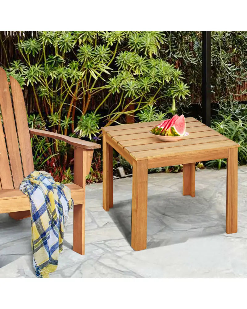 Wooden Square Patio Coffee Bistro Table-Natural - Natural - Patio Coffee Tables