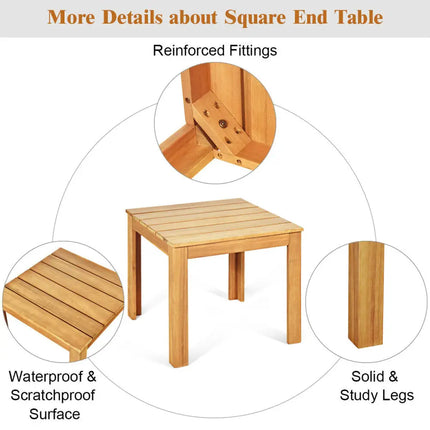 Wooden Square Patio Coffee Bistro Table-Natural - Natural - Patio Coffee Tables