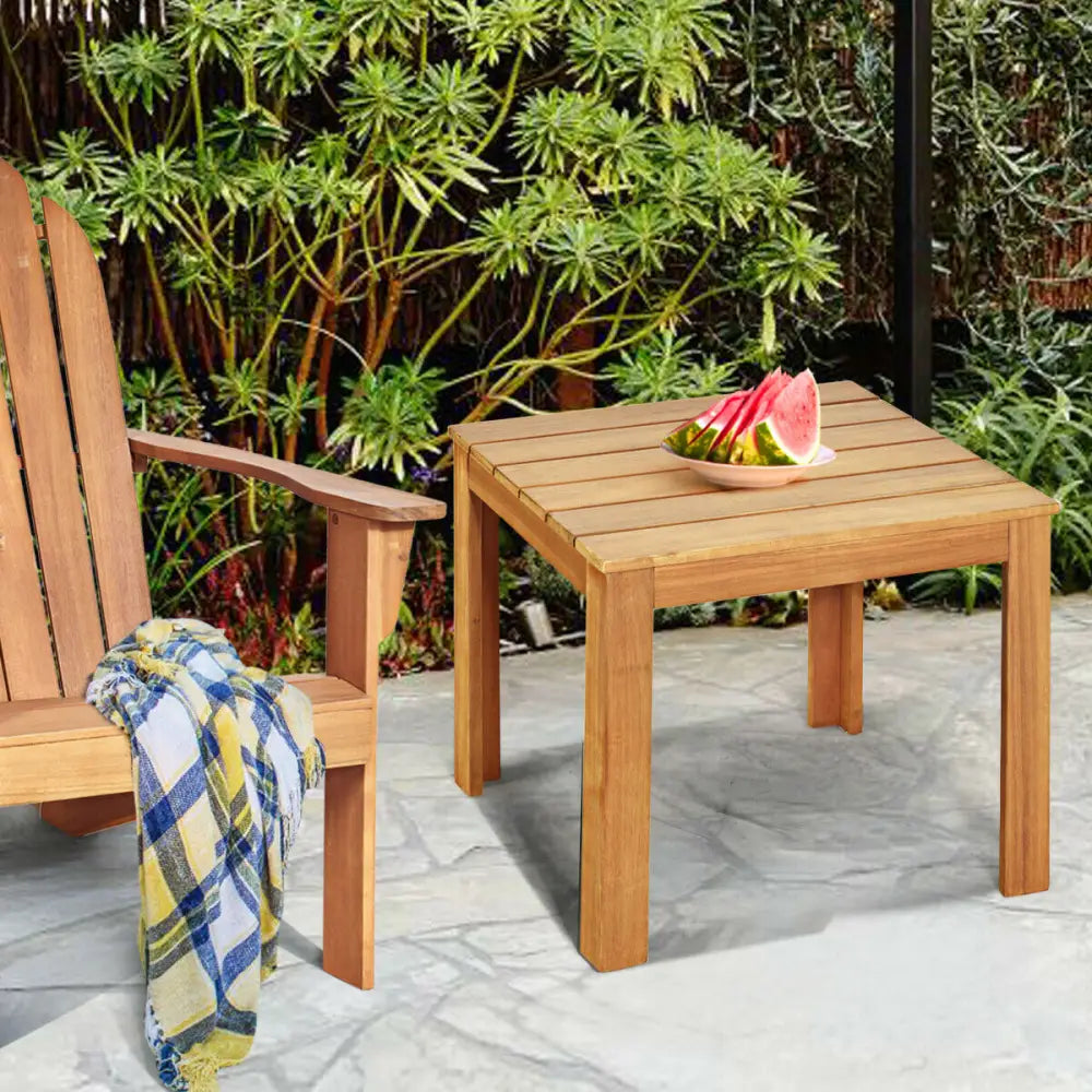 Wooden Square Patio Coffee Bistro Table-Natural - Natural - Patio Coffee Tables