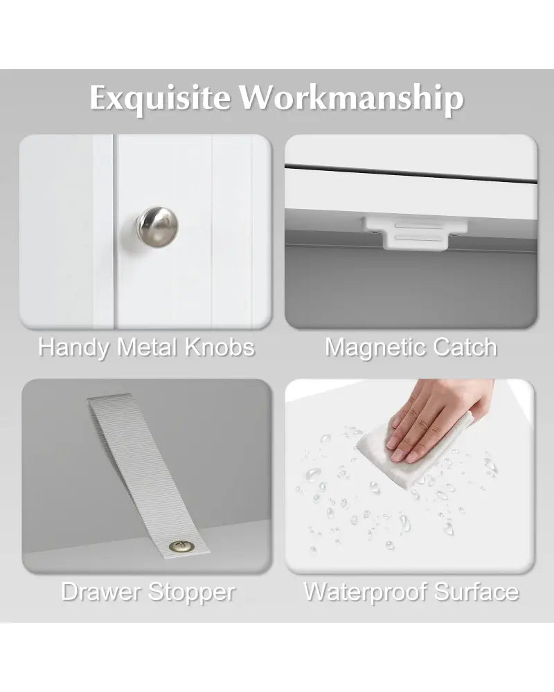 Wooden Storage Free-Standing Floor Cabinet with Drawer and Shelf-White - White - Floor Cabinets