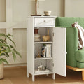 Wooden Storage Free-Standing Floor Cabinet with Drawer and Shelf-White - White - Floor Cabinets