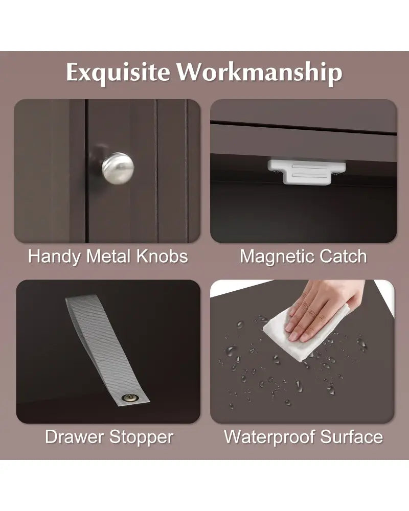 Wooden Storage Free-Standing Floor Cabinet with Drawer and Shelf-Brown - Brown - Floor Cabinets